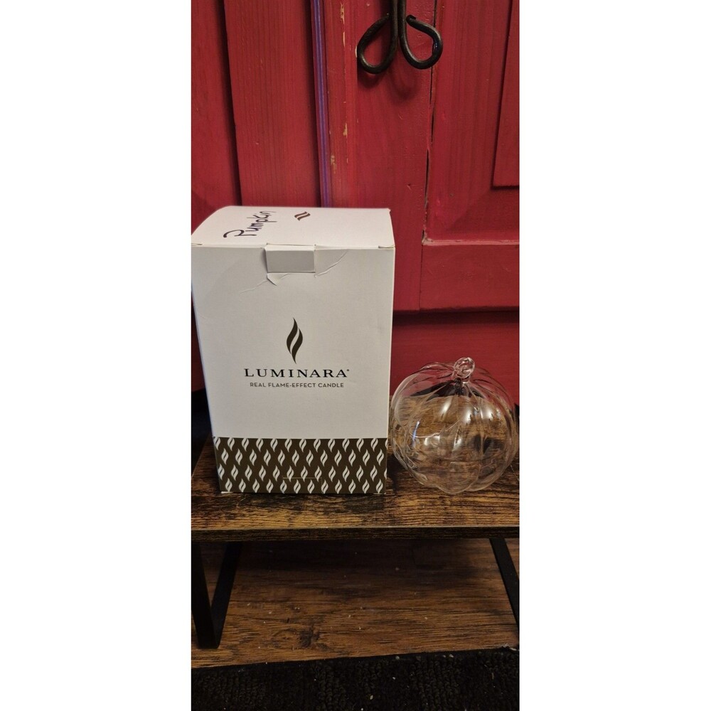 Luminara Fall Glass Pumpkin Ornament With Box Ornament Only Clear Glass EUC